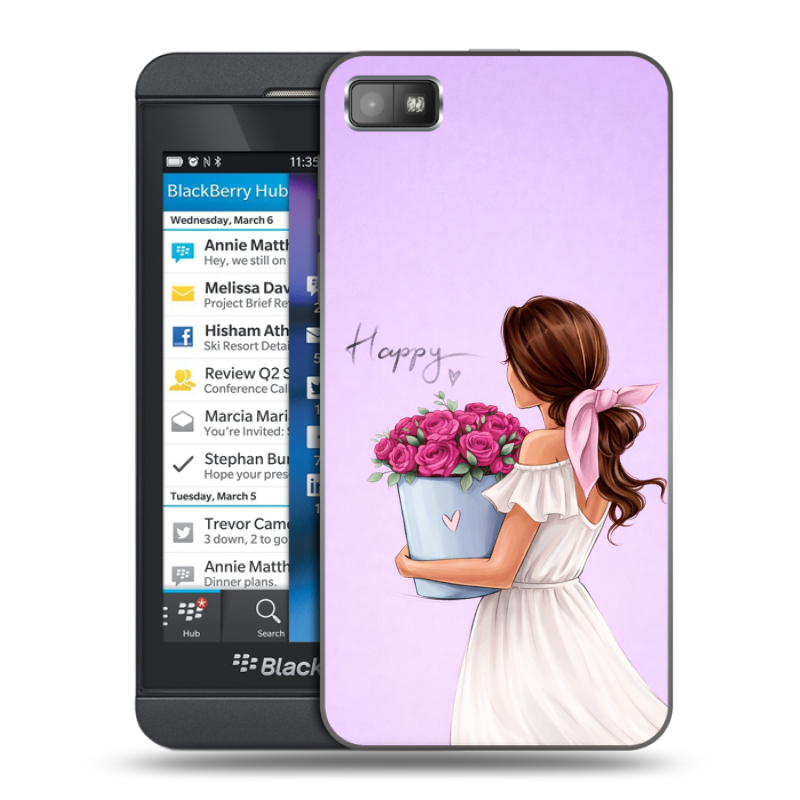 Пластиковый чехол на BlackBerry Z10 с принтом женский Пластиковый чехол на BlackBerry Z10 с принтом женский