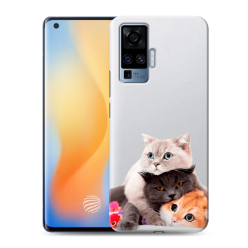 Силиконовый чехол на Vivo X50 Pro с принтом Кошки Силиконовый чехол на Vivo X50 Pro с принтом Кошки