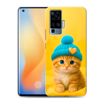 Силиконовый чехол на Vivo X50 Pro с принтом Котенок в шапке
