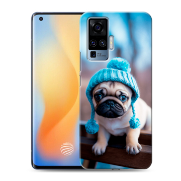 Силиконовый чехол на Vivo X50 Pro с принтом Мопс в шапке