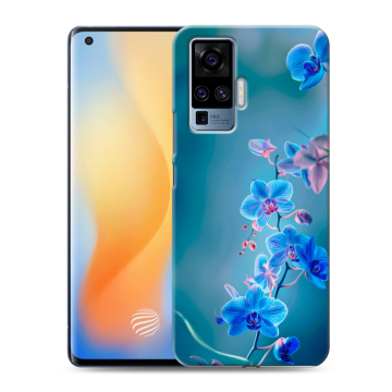 Силиконовый чехол на Vivo X50 Pro с принтом Голубые цветы