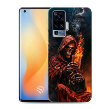 Силиконовый чехол на Vivo X50 Pro с принтом Скелет и карты