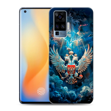 Силиконовый чехол на Vivo X50 Pro с принтом Герб флаг России