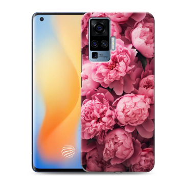 Силиконовый чехол на Vivo X50 Pro с принтом цветы пионы
