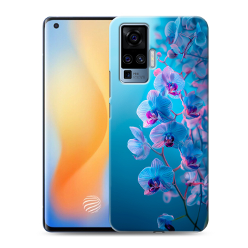Силиконовый чехол на Vivo X50 Pro с принтом голубые орхидеи