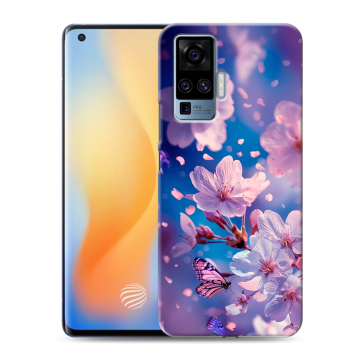 Силиконовый чехол на Vivo X50 Pro с принтом цветы бабочки