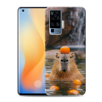 Силиконовый чехол на Vivo X50 Pro с принтом Капибара с апельсином