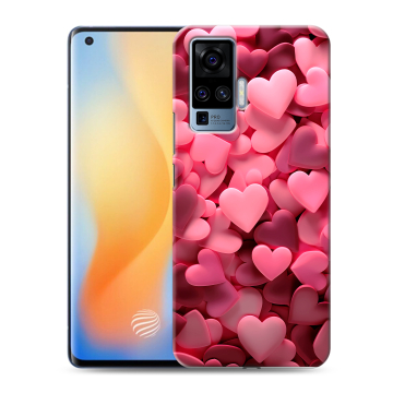 Силиконовый чехол на Vivo X50 Pro с принтом розовые сердечки