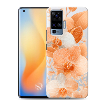 Силиконовый чехол на Vivo X50 Pro с принтом Бежевые цветы
