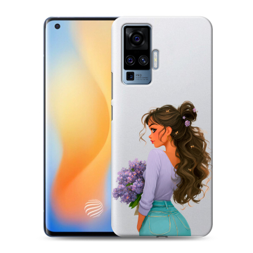 Силиконовый чехол на Vivo X50 Pro с принтом девушка цветы