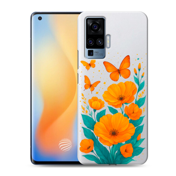 Силиконовый чехол на Vivo X50 Pro с принтом цветы бабочки