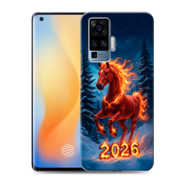 Силиконовый чехол на Vivo X50 Pro с принтом Новый год коня
