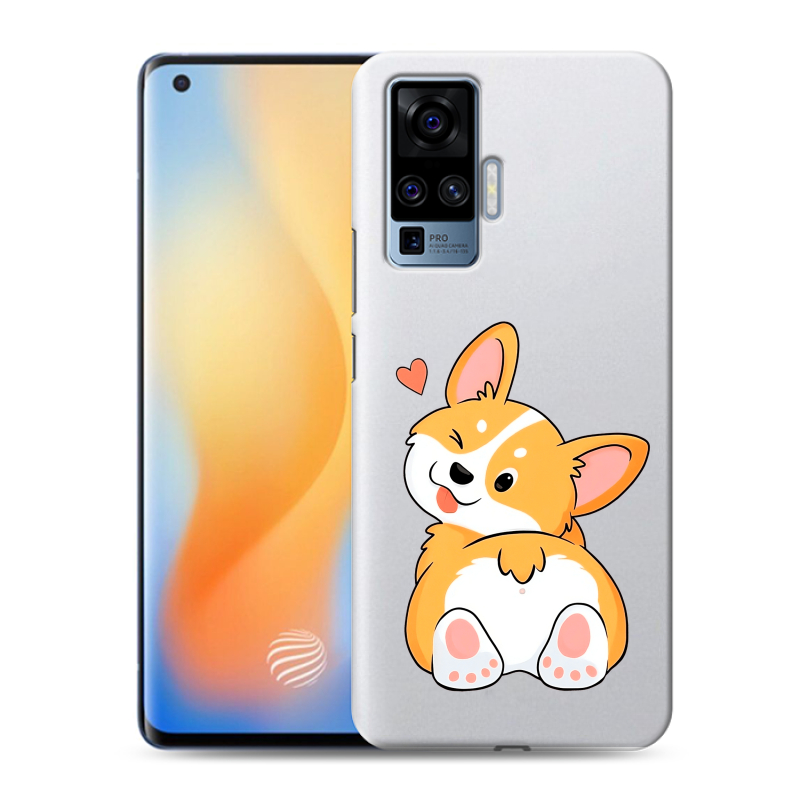 Силиконовый противоударный чехол на Vivo X50 Pro с принтом Корги Силиконовый противоударный чехол на Vivo X50 Pro с принтом Корги