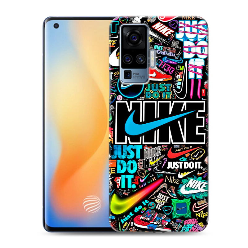 Силиконовый чехол на Vivo X50 Pro с принтом найк nike черный Силиконовый чехол на Vivo X50 Pro с принтом найк nike черный