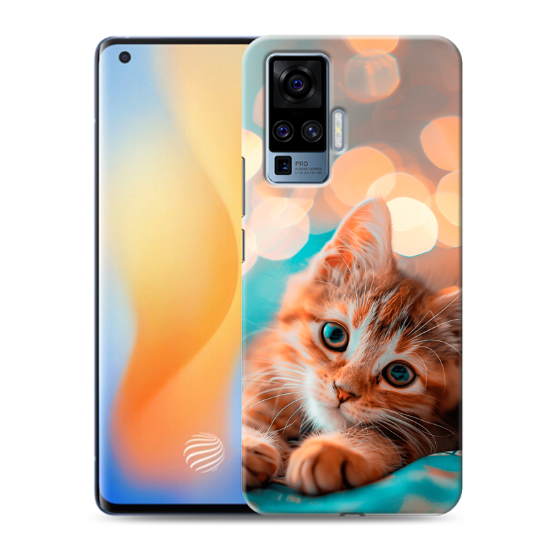 Силиконовый чехол на Vivo X50 Pro с принтом котик Силиконовый чехол на Vivo X50 Pro с принтом котик