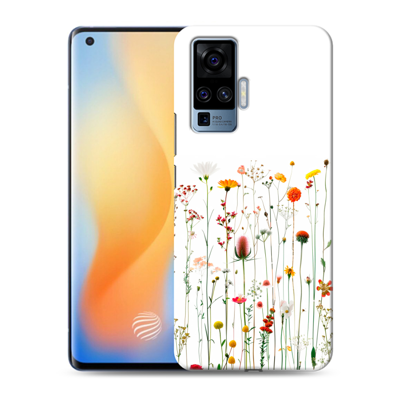 Силиконовый противоударный чехол на Vivo X50 Pro с принтом цветы Силиконовый противоударный чехол на Vivo X50 Pro с принтом цветы