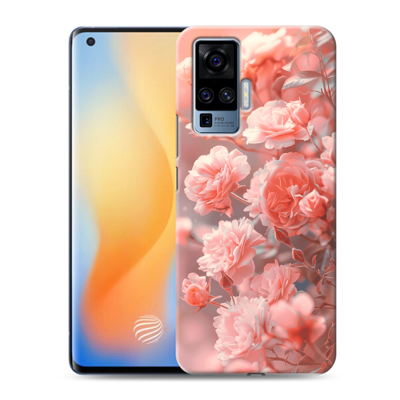 Силиконовый противоударный чехол на Vivo X50 Pro с принтом Розы цветы Силиконовый противоударный чехол на Vivo X50 Pro с принтом Розы цветы