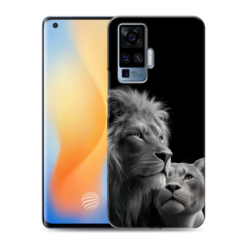 Силиконовый противоударный чехол на Vivo X50 Pro с принтом Лев кошки Силиконовый противоударный чехол на Vivo X50 Pro с принтом Лев кошки