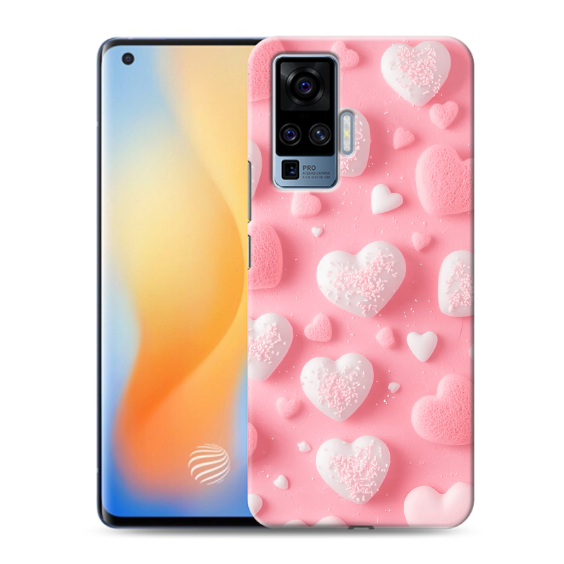 Силиконовый противоударный чехол на Vivo X50 Pro с принтом Сердечки Силиконовый противоударный чехол на Vivo X50 Pro с принтом Сердечки