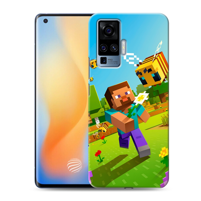 Силиконовый противоударный чехол на Vivo X50 Pro с принтом Майнкрафт Minecraft Силиконовый противоударный чехол на Vivo X50 Pro с принтом Майнкрафт Minecraft