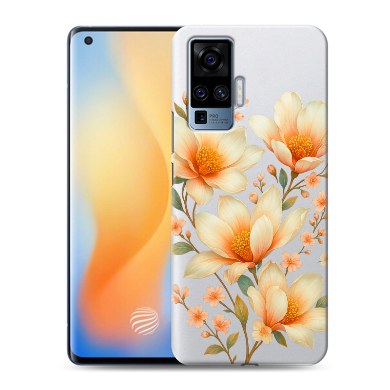Силиконовый противоударный чехол на Vivo X50 Pro с принтом Цветы Силиконовый противоударный чехол на Vivo X50 Pro с принтом Цветы