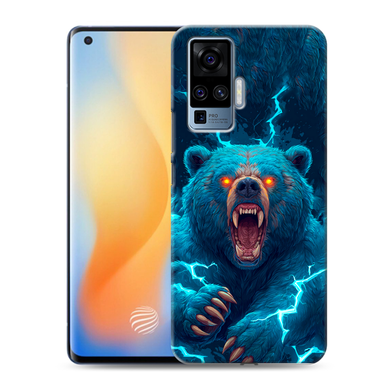 Силиконовый противоударный чехол на Vivo X50 Pro с принтом Медведь Силиконовый противоударный чехол на Vivo X50 Pro с принтом Медведь