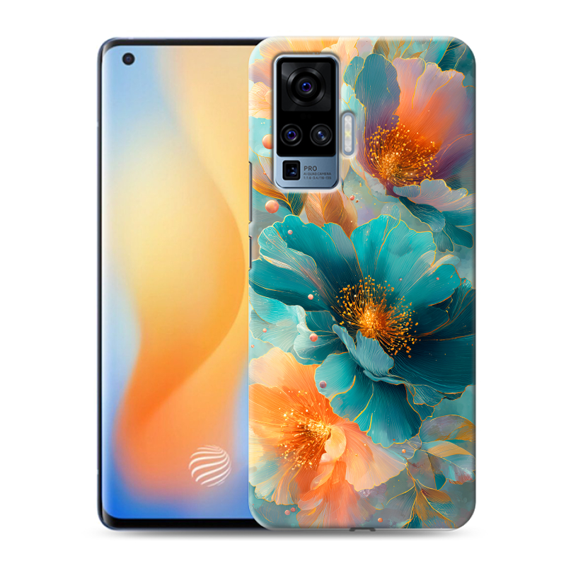 Силиконовый противоударный чехол на Vivo X50 Pro с принтом Цветы Силиконовый противоударный чехол на Vivo X50 Pro с принтом Цветы