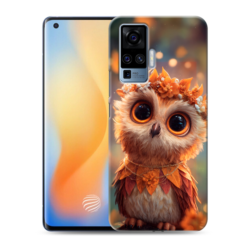 Силиконовый противоударный чехол на Vivo X50 Pro с принтом Милая сова Силиконовый противоударный чехол на Vivo X50 Pro с принтом Милая сова