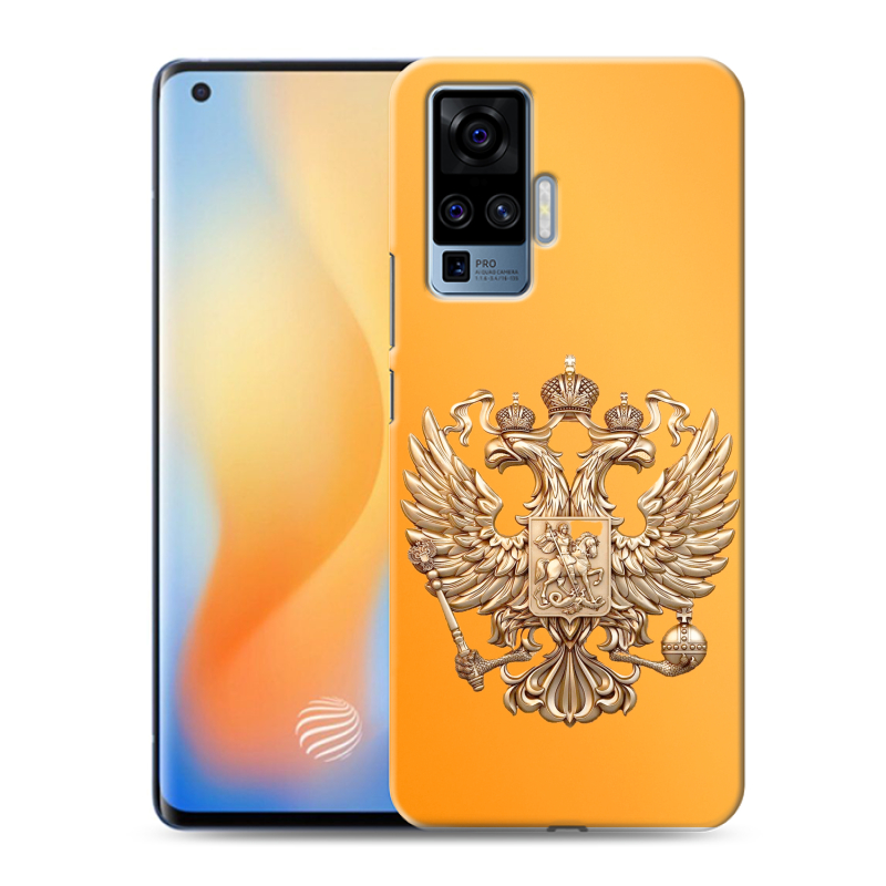 Пластиковый чехол на Vivo X50 Pro с принтом Герб Флаг России Пластиковый чехол на Vivo X50 Pro с принтом Герб Флаг России
