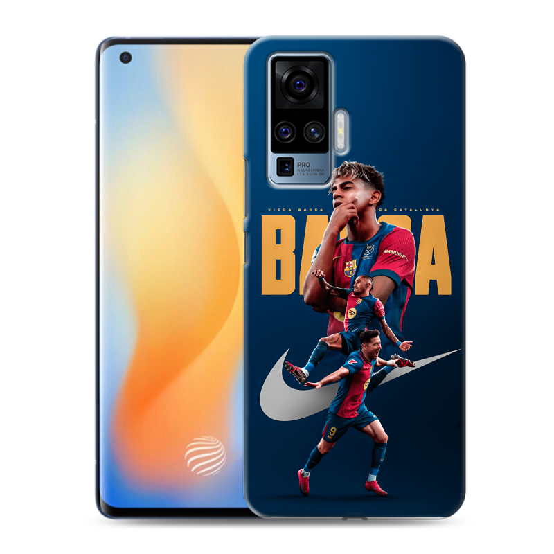 Силиконовый противоударный чехол на Vivo X50 Pro с принтом Барселона Barca Yamal Силиконовый противоударный чехол на Vivo X50 Pro с принтом Барселона Barca Yamal