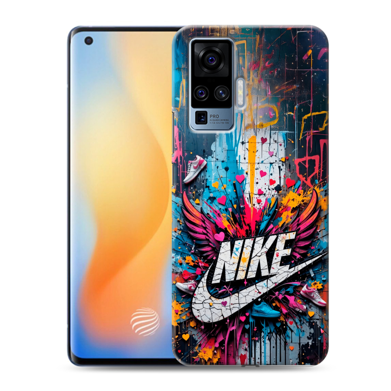 Силиконовый противоударный чехол на Vivo X50 Pro с принтом Nike Найк Силиконовый противоударный чехол на Vivo X50 Pro с принтом Nike Найк