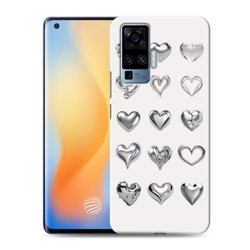Силиконовый чехол на Vivo X50 Pro с принтом Y2K сердечки Силиконовый чехол на Vivo X50 Pro с принтом Y2K сердечки