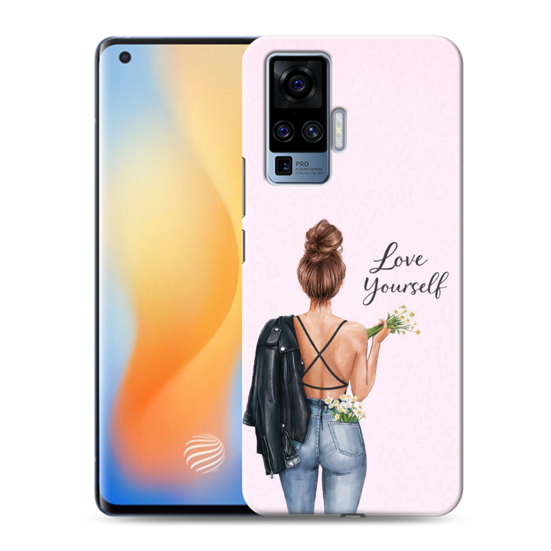 Силиконовый противоударный чехол на Vivo X50 Pro с принтом женский Силиконовый противоударный чехол на Vivo X50 Pro с принтом женский