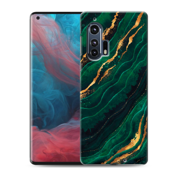 Силиконовый чехол на Motorola Edge Plus с принтом Мрамор зеленое золото