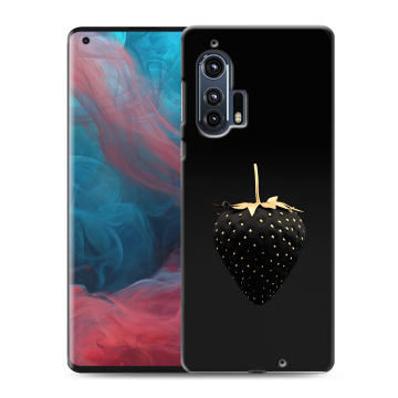 Силиконовый чехол на Motorola Edge Plus с принтом Черная клубника