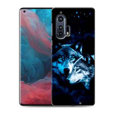 Силиконовый чехол на Motorola Edge Plus с принтом Волки Силиконовый чехол на Motorola Edge Plus с принтом Волки