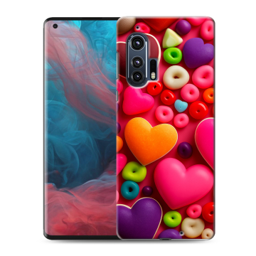 Силиконовый чехол на Motorola Edge Plus с принтом Сердечки