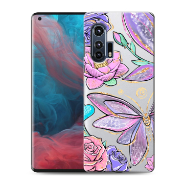 Силиконовый чехол на Motorola Edge Plus с принтом Бабочки и цветы