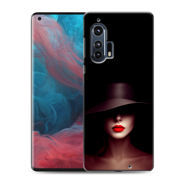 Силиконовый чехол на Motorola Edge Plus с принтом Девушка в шляпе