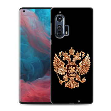 Силиконовый чехол на Motorola Edge Plus с принтом Герб России золотой Силиконовый чехол на Motorola Edge Plus с принтом Герб России золотой