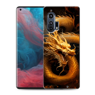 Силиконовый чехол на Motorola Edge Plus с принтом Золотой дракон Силиконовый чехол на Motorola Edge Plus с принтом Золотой дракон