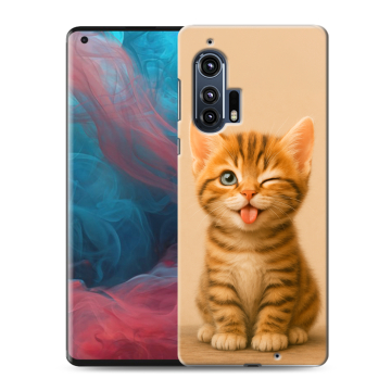 Силиконовый чехол на Motorola Edge Plus с принтом котенок