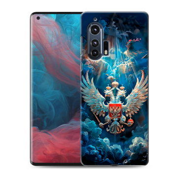 Силиконовый чехол на Motorola Edge Plus с принтом Герб флаг России