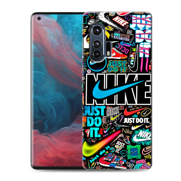 Силиконовый чехол на Motorola Edge Plus с принтом найк nike черный Силиконовый чехол на Motorola Edge Plus с принтом найк nike черный