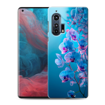 Силиконовый чехол на Motorola Edge Plus с принтом голубые орхидеи