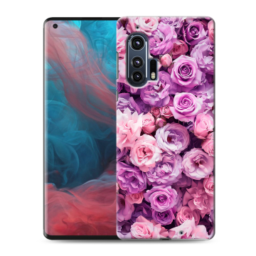 Силиконовый чехол на Motorola Edge Plus с принтом лавандовые розы Силиконовый чехол на Motorola Edge Plus с принтом лавандовые розы