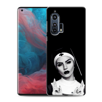 Силиконовый чехол на Motorola Edge Plus с принтом монашка
