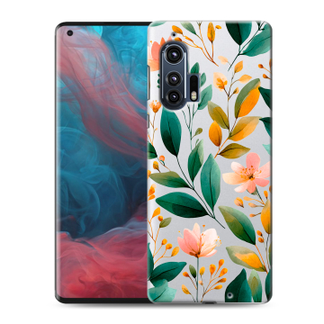 Силиконовый чехол на Motorola Edge Plus с принтом Цветы паттерн Силиконовый чехол на Motorola Edge Plus с принтом Цветы паттерн