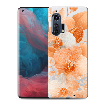 Силиконовый чехол на Motorola Edge Plus с принтом Бежевые цветы Силиконовый чехол на Motorola Edge Plus с принтом Бежевые цветы