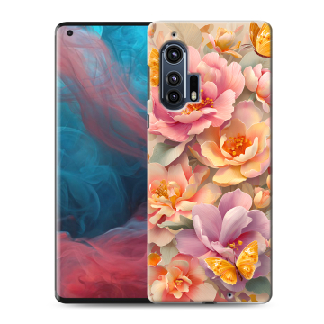 Силиконовый чехол на Motorola Edge Plus с принтом Цветы и бабочки Силиконовый чехол на Motorola Edge Plus с принтом Цветы и бабочки